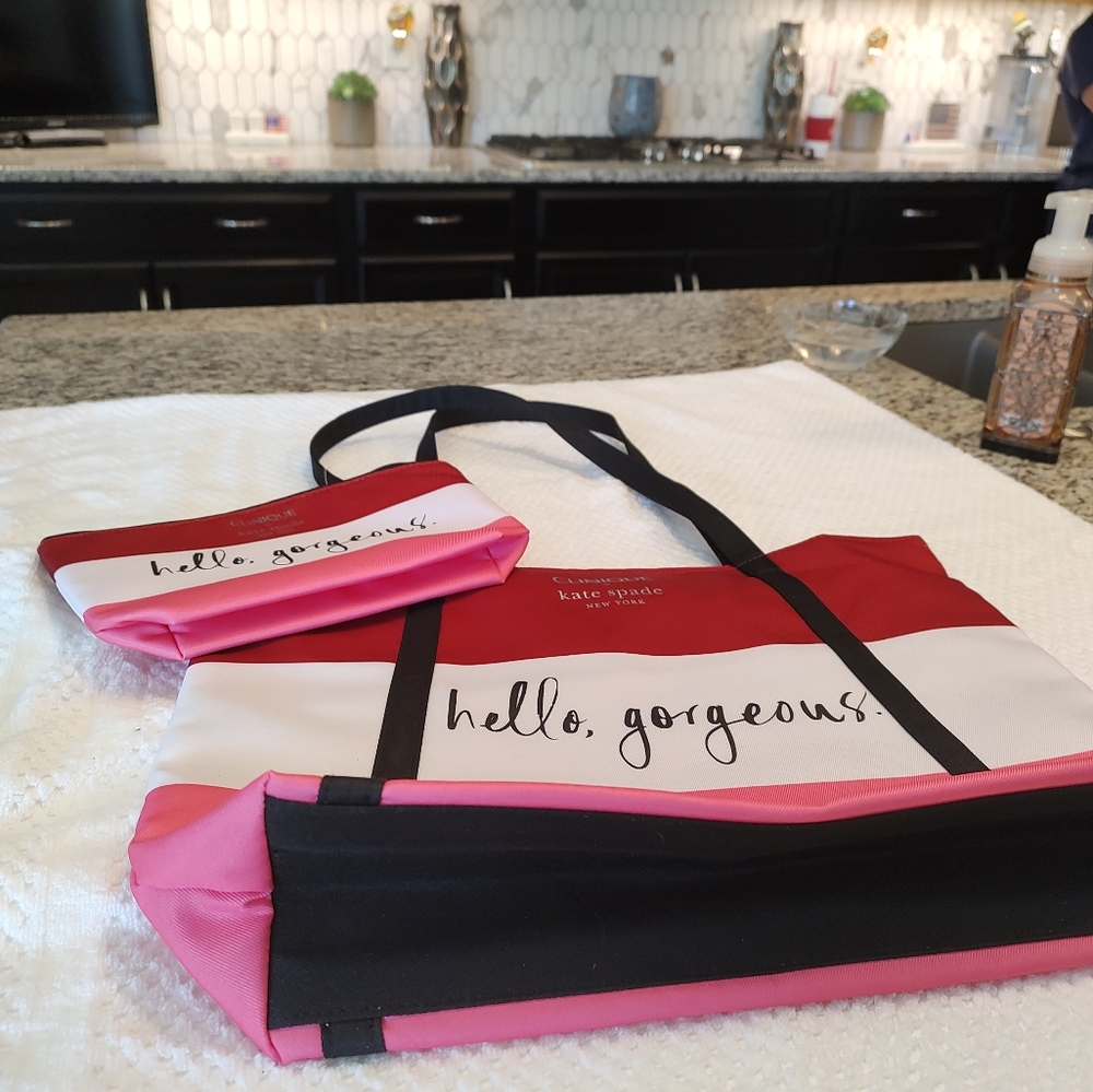 New Kate Spade/Clinique Tote with matching cosmetic Bag